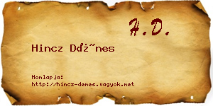 Hincz Dénes névjegykártya