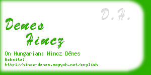 denes hincz business card